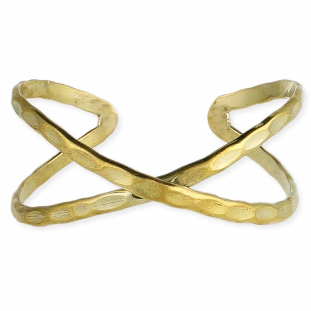 NEW ZAD women's hammered crisscross cuff bracelet in gold